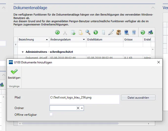 Dokumente hinzufügen